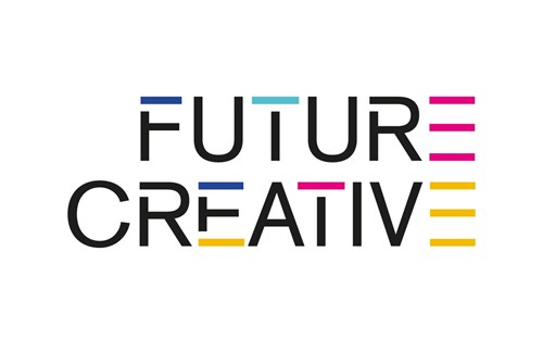 Logo saying FUTURE CREATIVE in black, green, pink and yellow