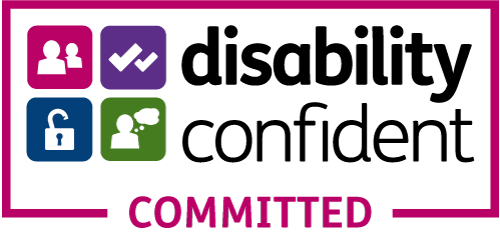 Logo stating Disability Confident Committed