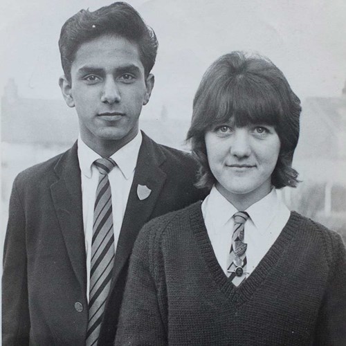 Official photo from Fairfax School in Bradford showing Akbal Singh Kang as the first non-white head boy in England in 1967.